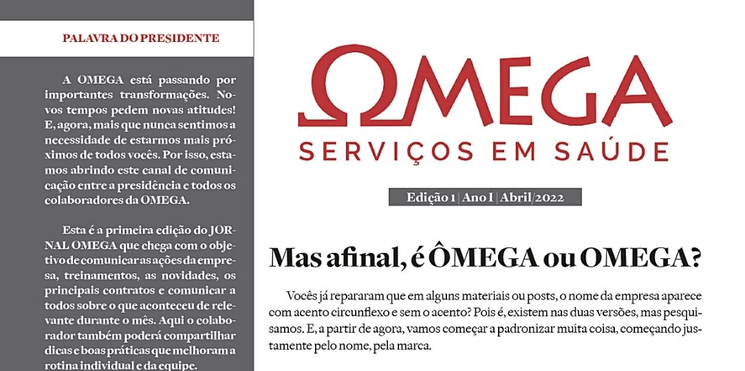 Jornal Omega – Edição 1 – Ano 1 – Abril/2022